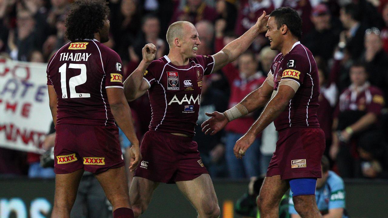 (L-R) Sam Thaiday, Darren Lockyer and Justin Hodges.