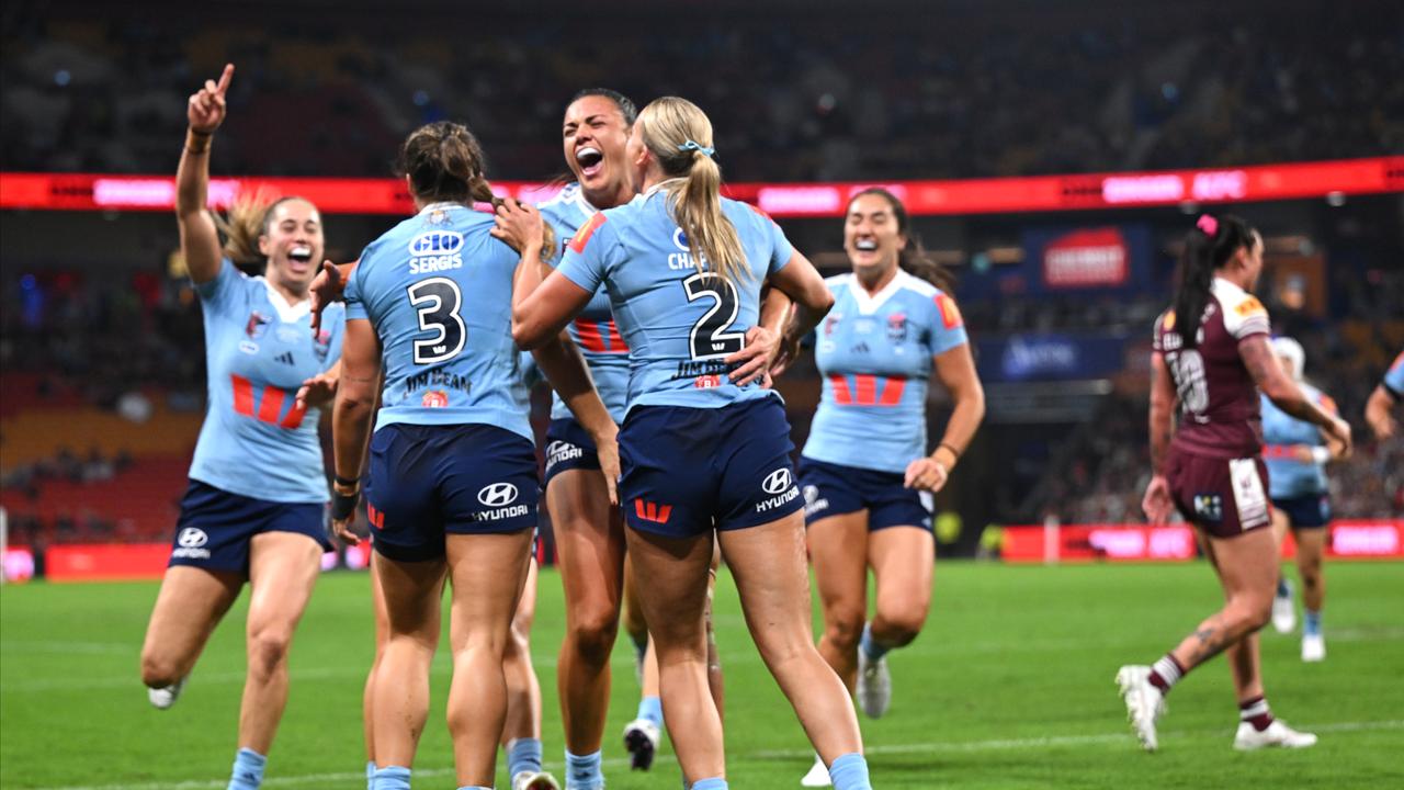 Celebrating NSW players.