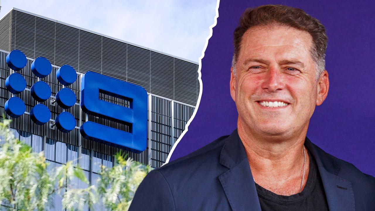 Karl Stefanovic with the Nine logo
