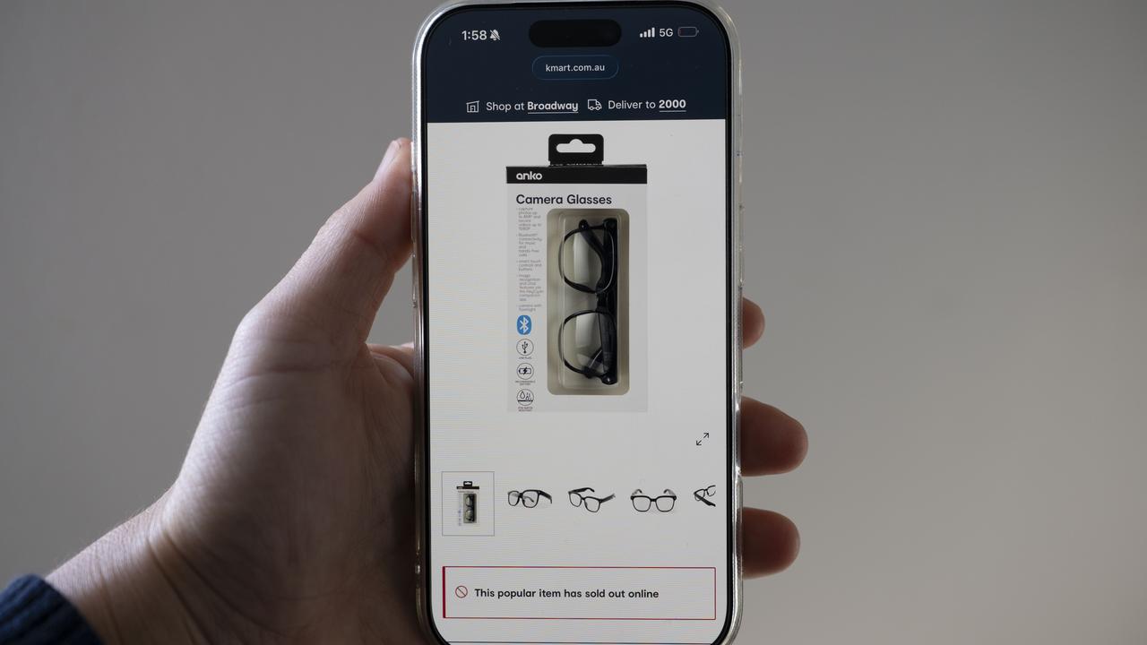 Kmart's website showing its sold out Camera Glasses