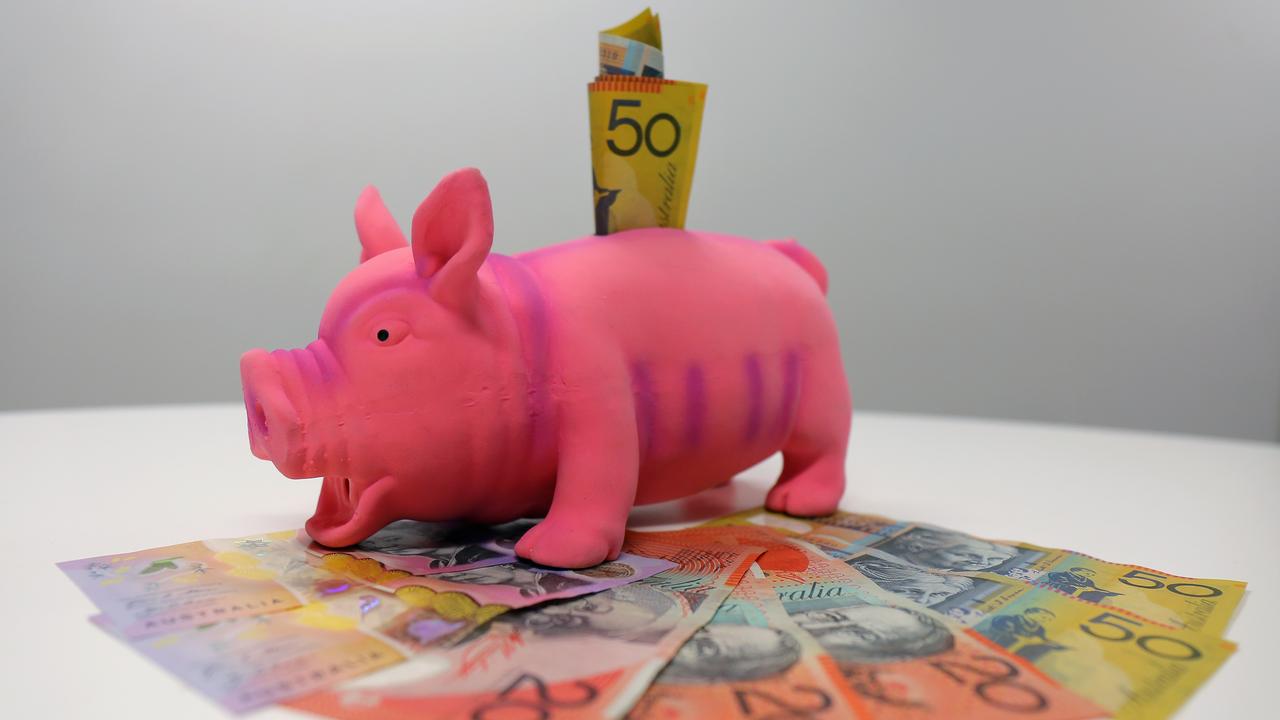 A piggy bank with Australian notes (file image)