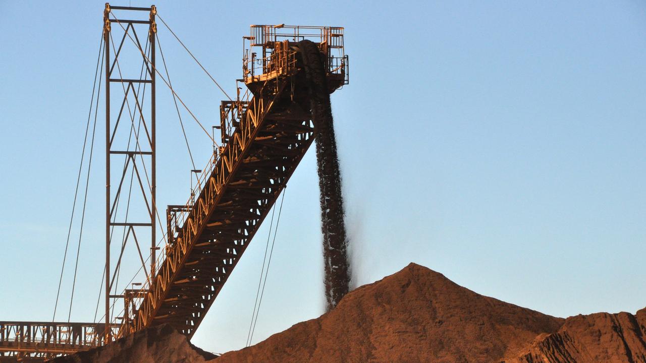 Iron ore being stockpiled