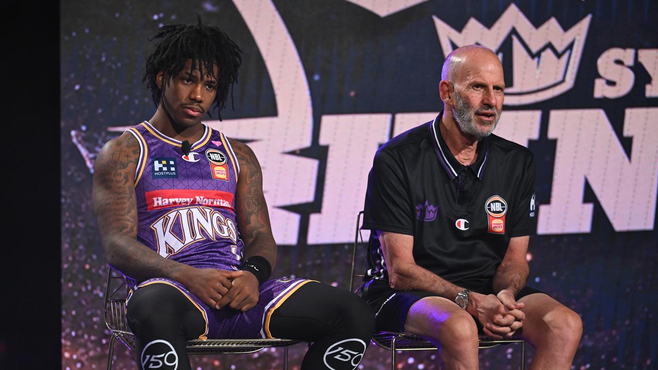 Kendric Davis and Sydney Kings head coach Brian Goorjian