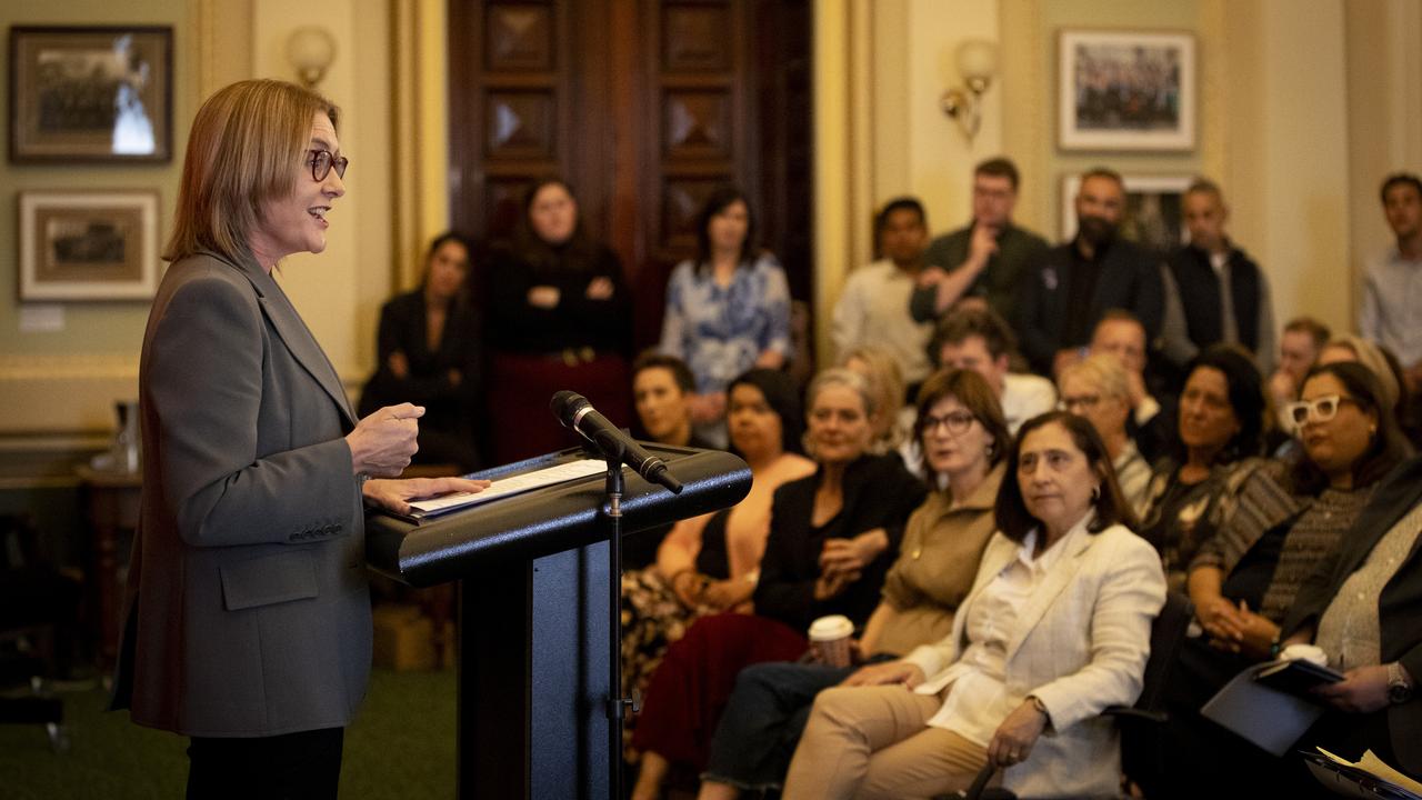 Jacinta Allan addresses a caucus meeting (file image)