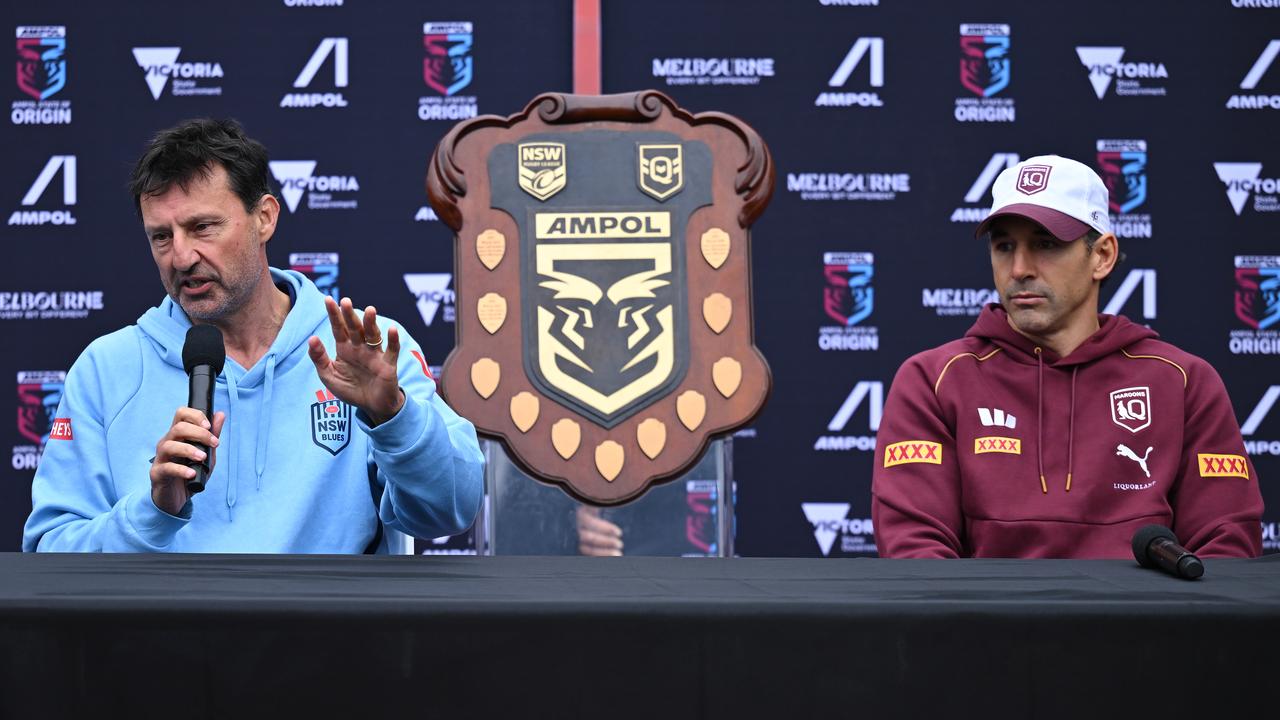Blues coach Laurie Daley (left) and Maroons