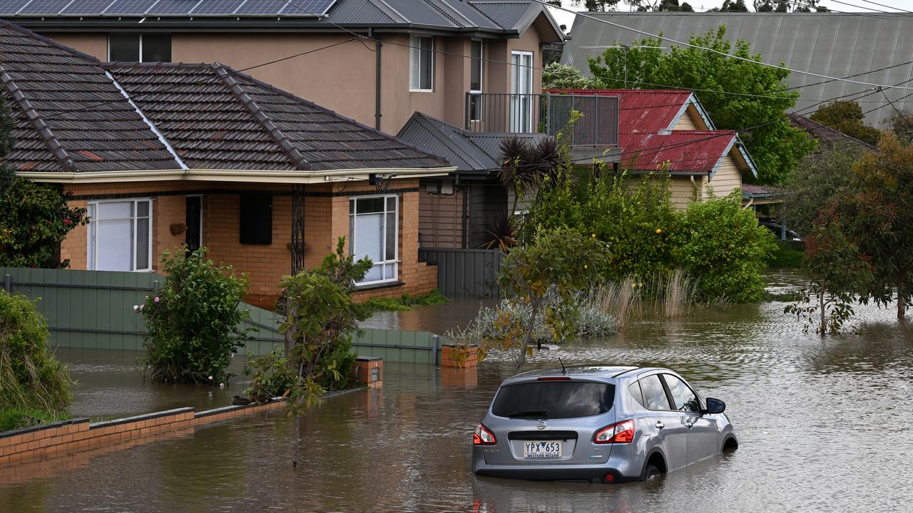 A submerged car in floodwaters in Maribyrnong (file image)