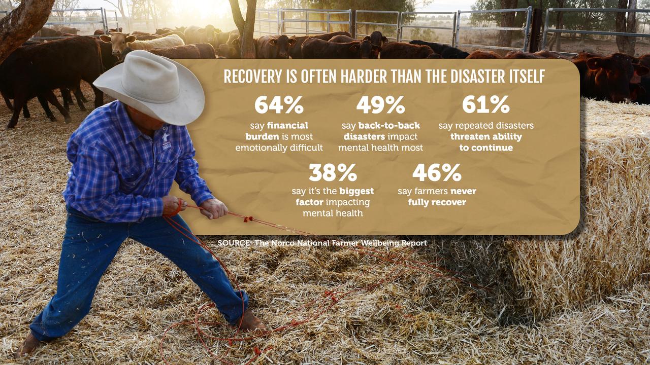 A graphic showing key findings on farmers' mental health