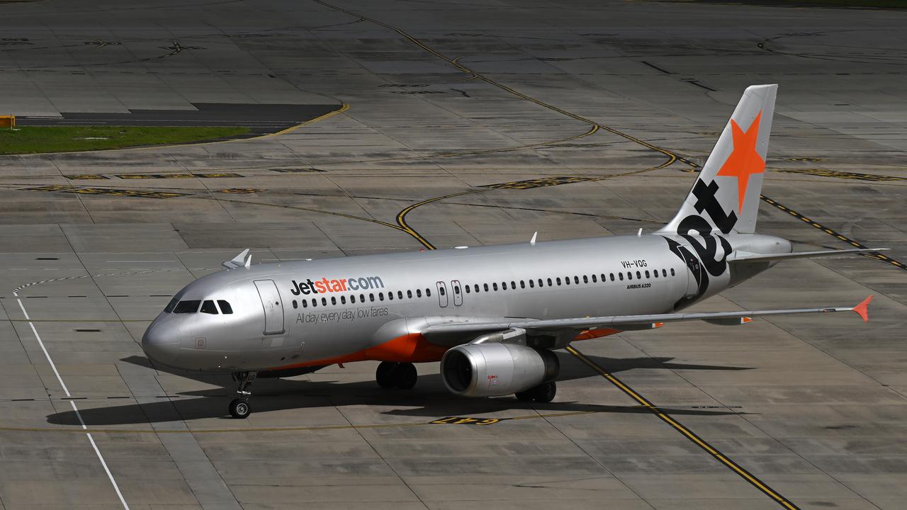 A Jetstar plane is seen at Melbourne international airport (file)