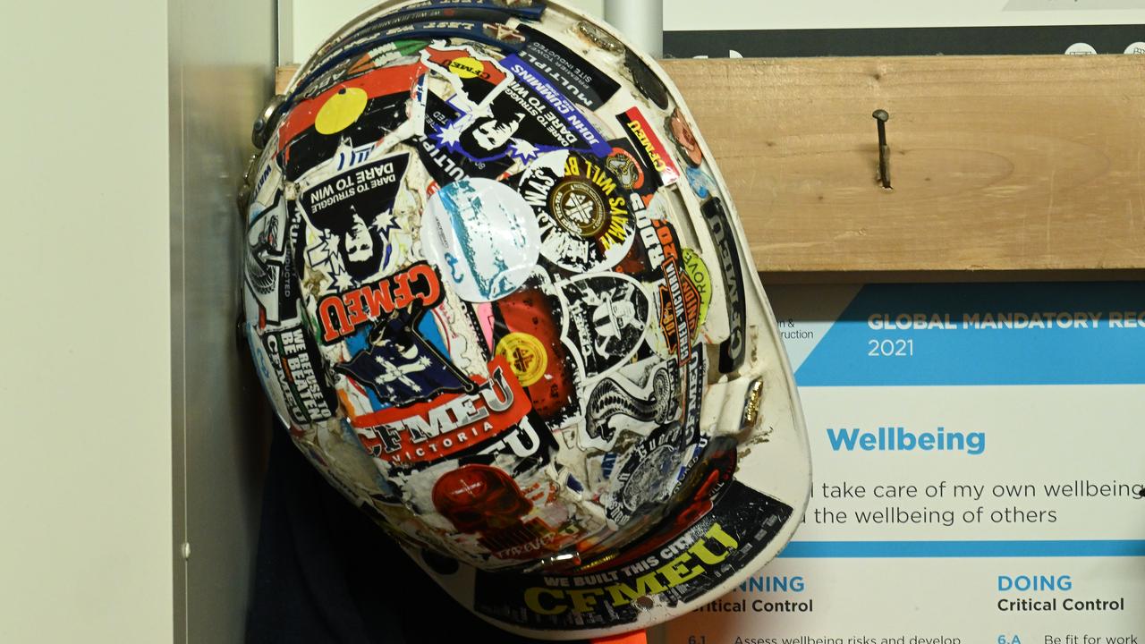 A CFMEU helmet