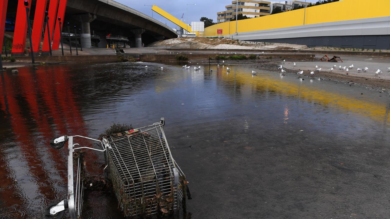 Rubbish is seen in the waterway drains in North Melbourne (file)