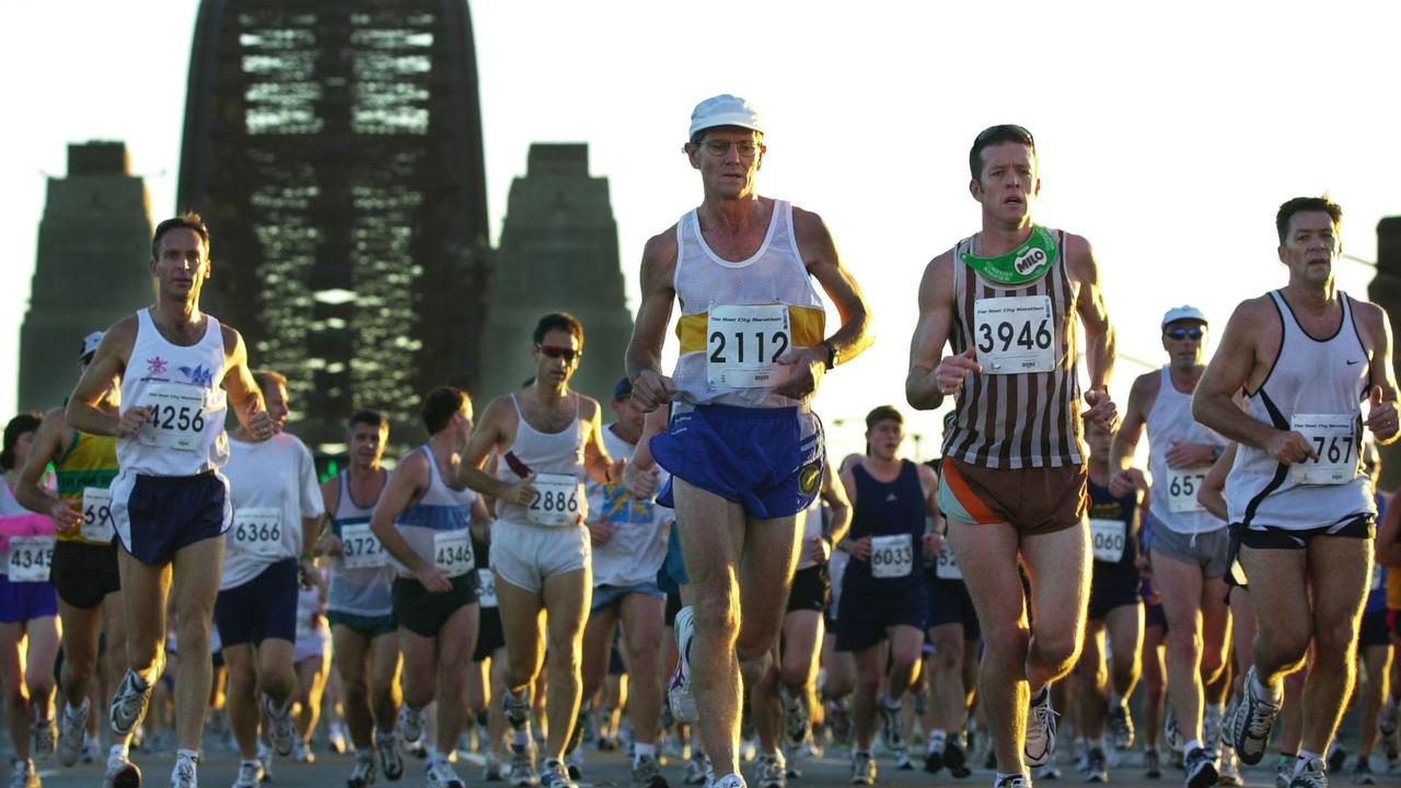 Sydney marathon runners.