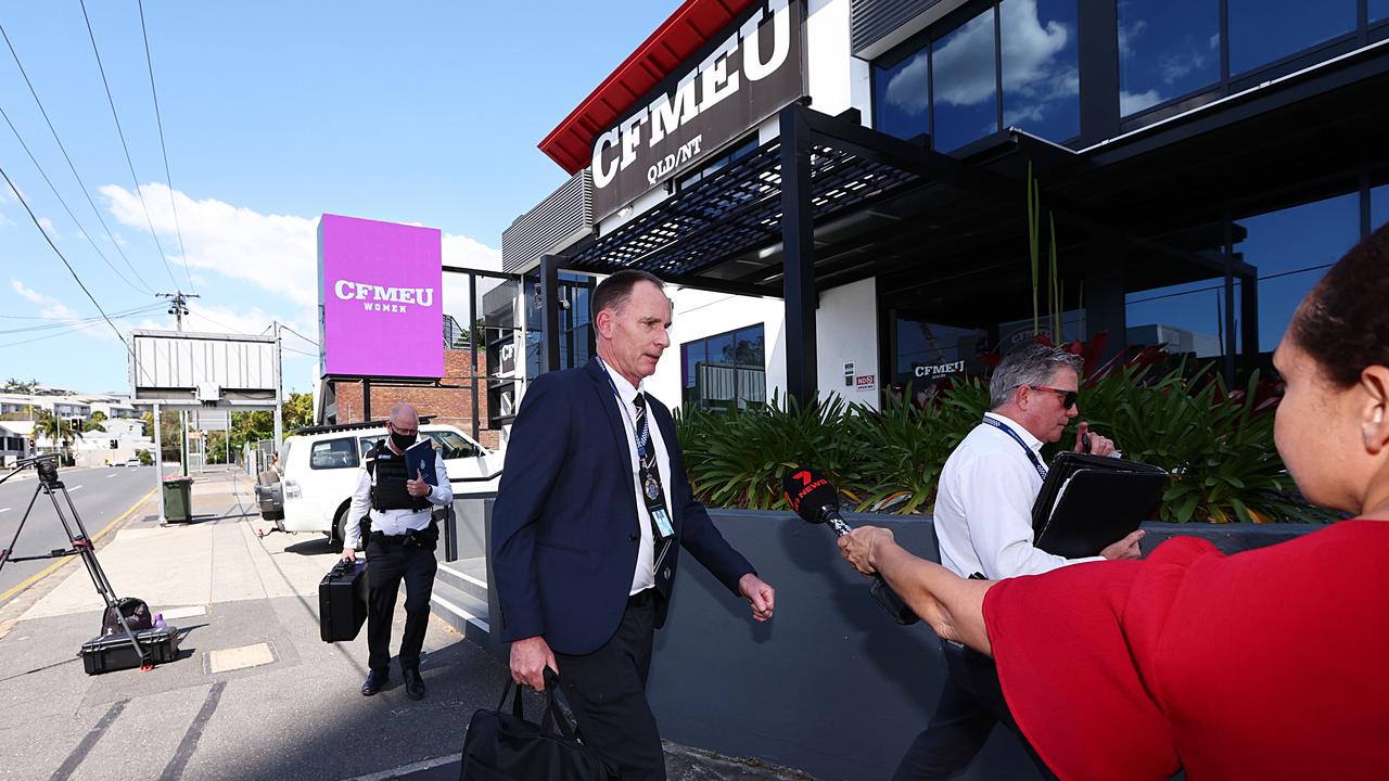 Police at the CFMEU head office in Brisbane