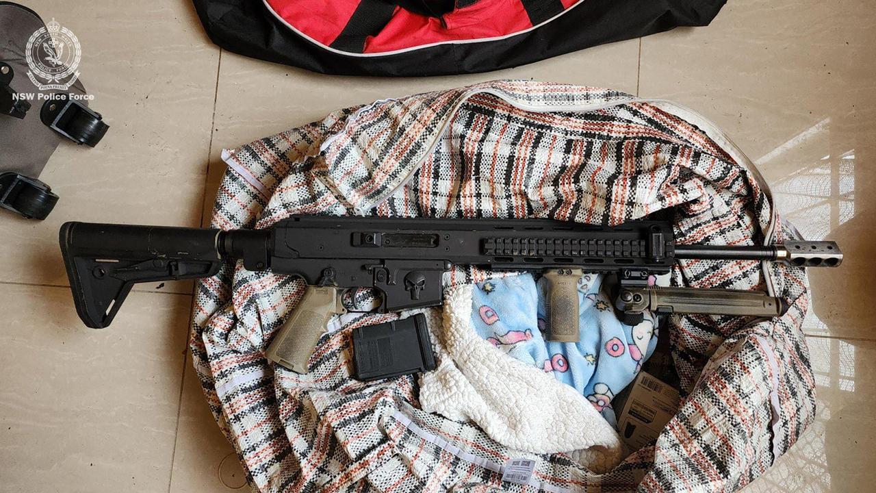 A semi-automatic rifle seized by NSW Police during a raid