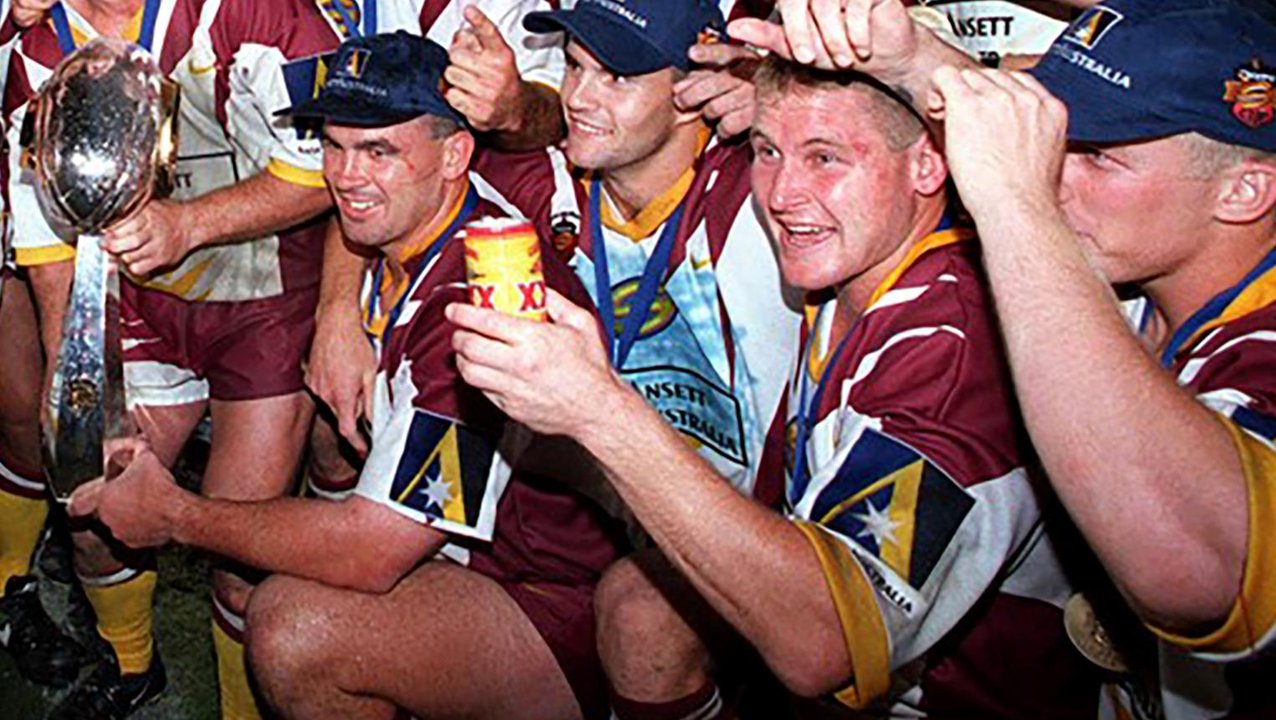 Celebrating Brisbane Broncos players.