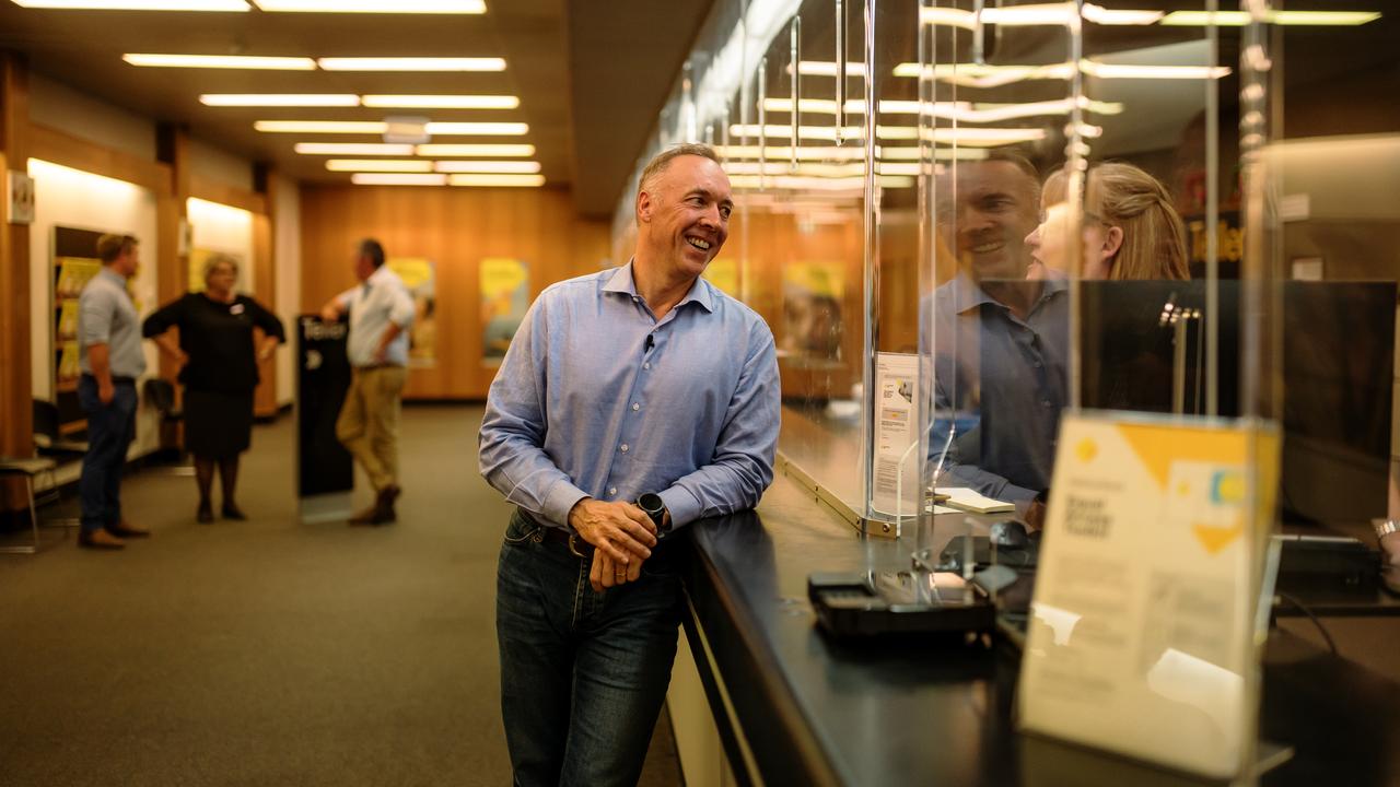Angus Sullivan in the Commonwealth Bank branch in Gunnedah