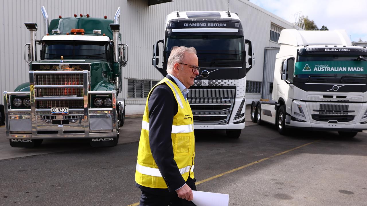 Prime Minister Anthony Albanese at Volvo headquarters in Brisbane