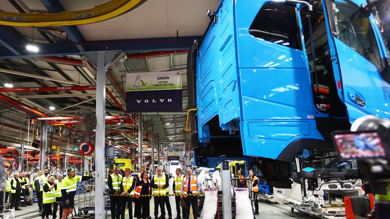 Prime Minister Anthony Albanese at Volvo headquarters in Brisbane