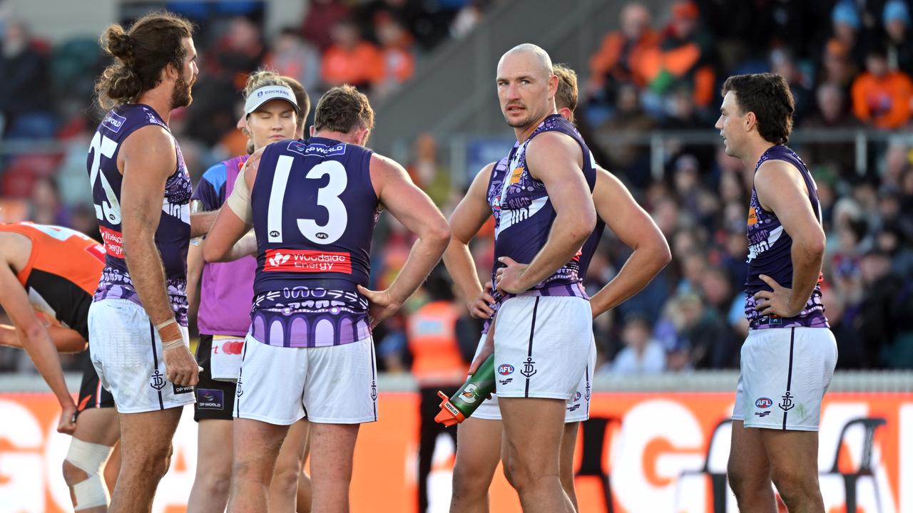 Disappointed Fremantle players.