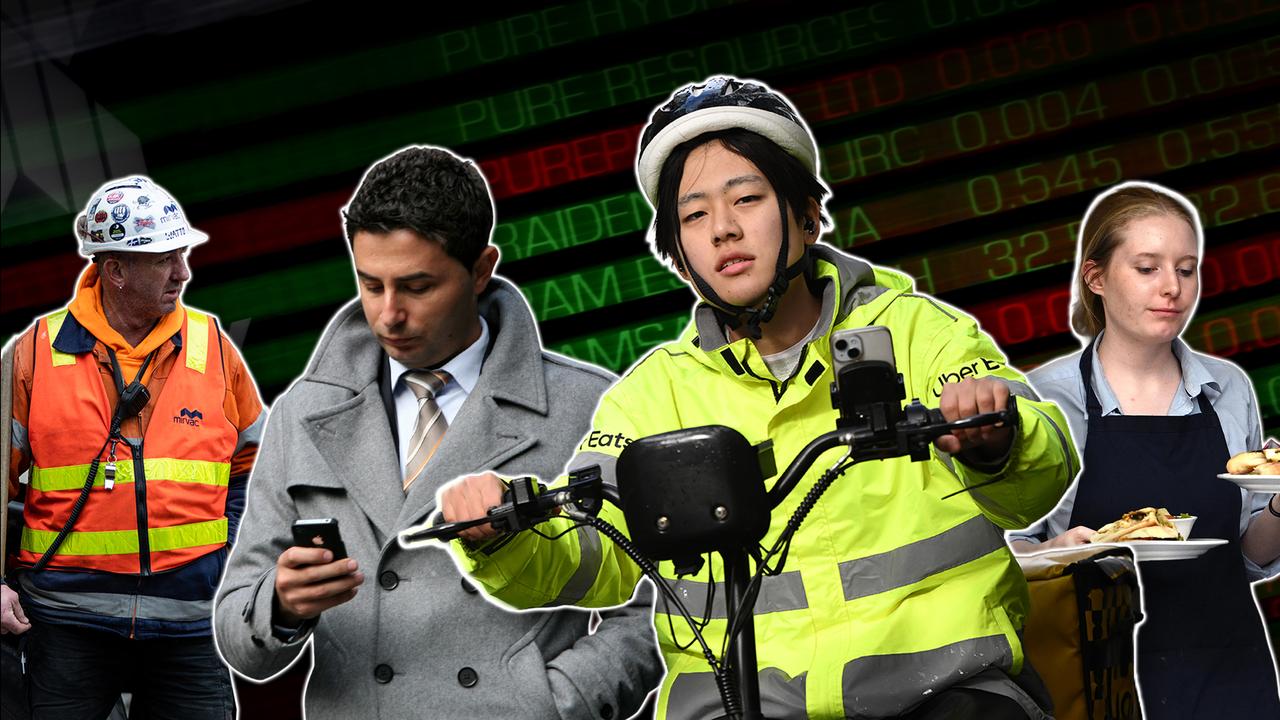 A graphic illustration featuring workers in different industries