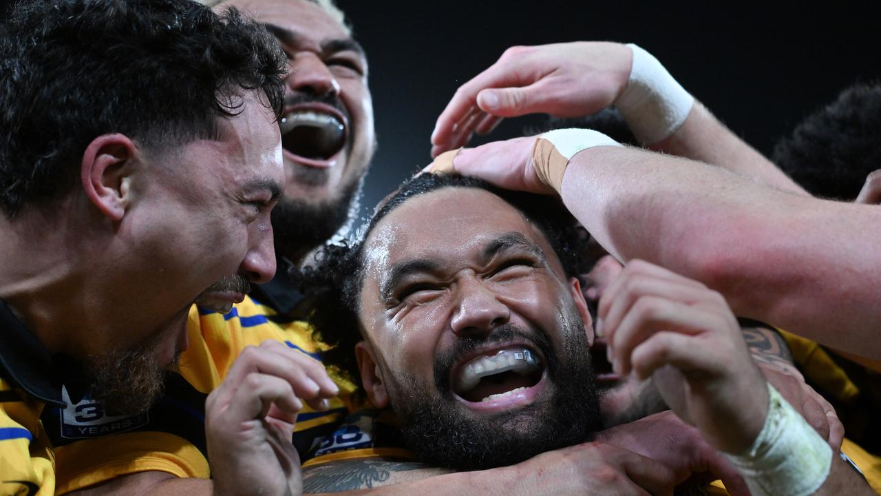 Celebrating Hurricanes players.