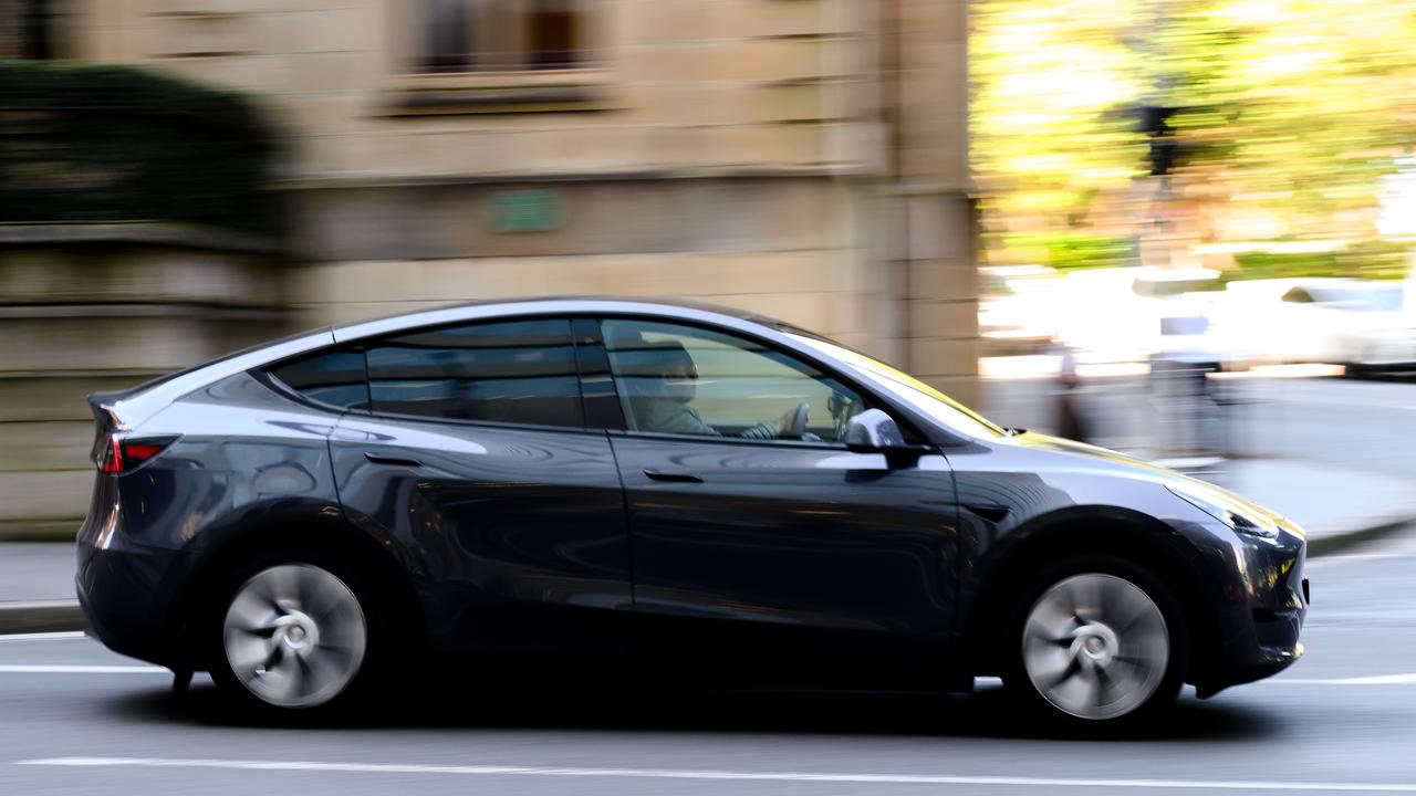 A Tesla electric vehicle is seen on the streets in Sydney