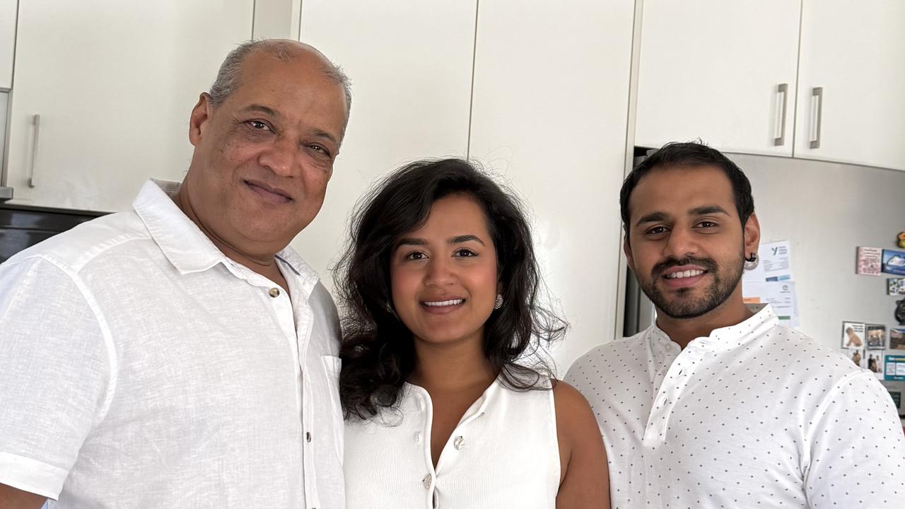 Sunil Sharma, pictured with daughter Surbhi and son Saransh