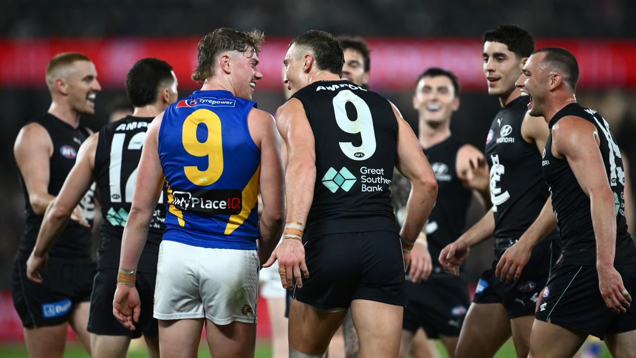 Fascinating face-off between Harley Reid and Patrick Cripps.