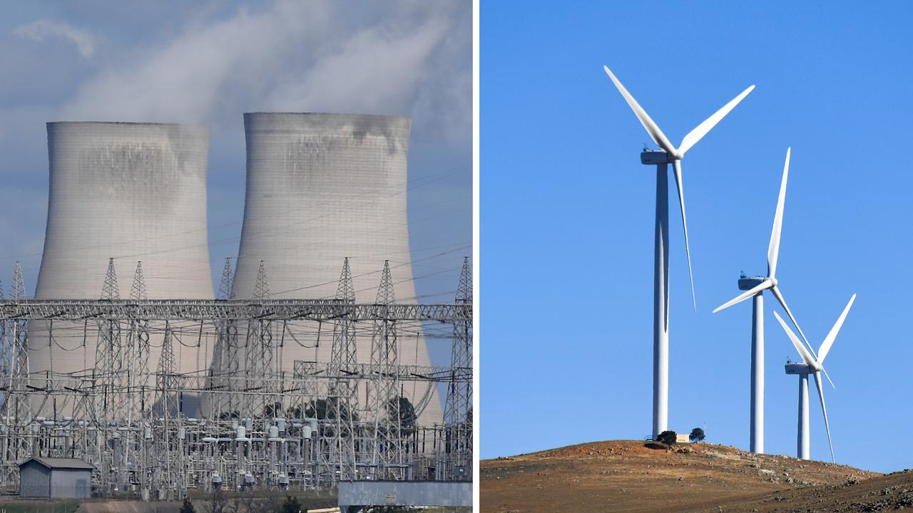 A power station and wind turbines