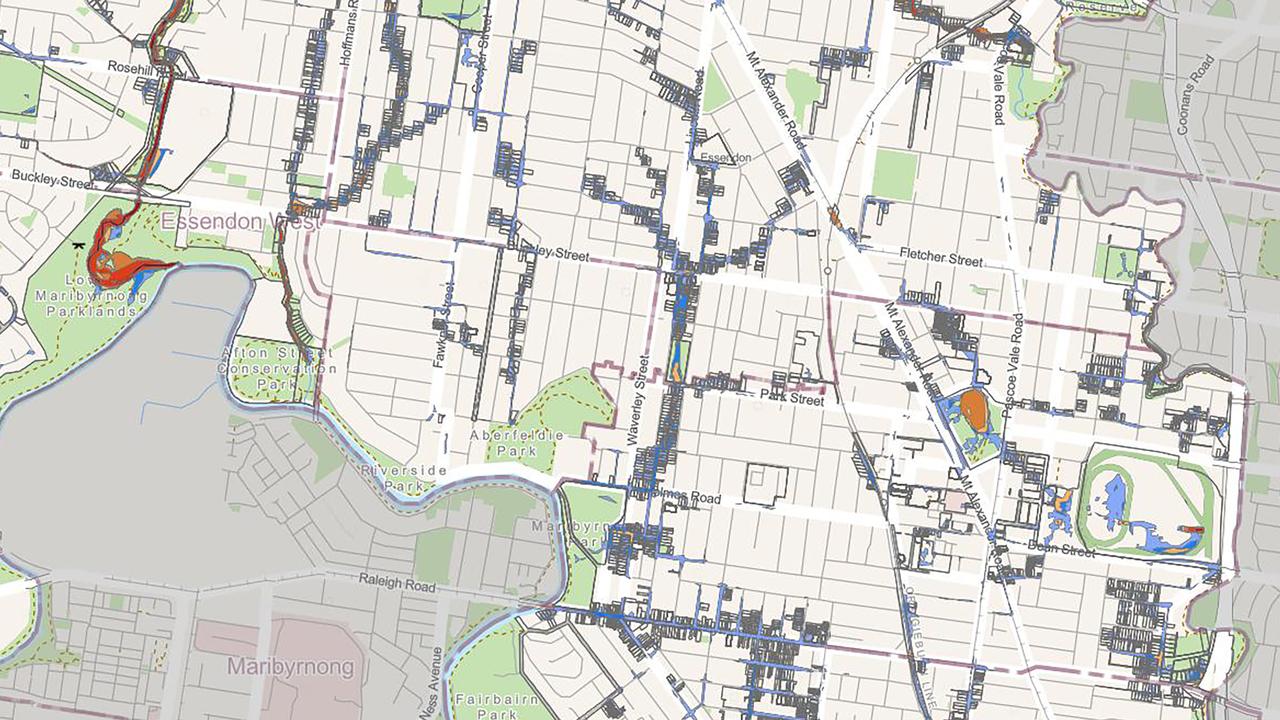 Melbourne Water's flood map show risks in parts of Moonee Valley