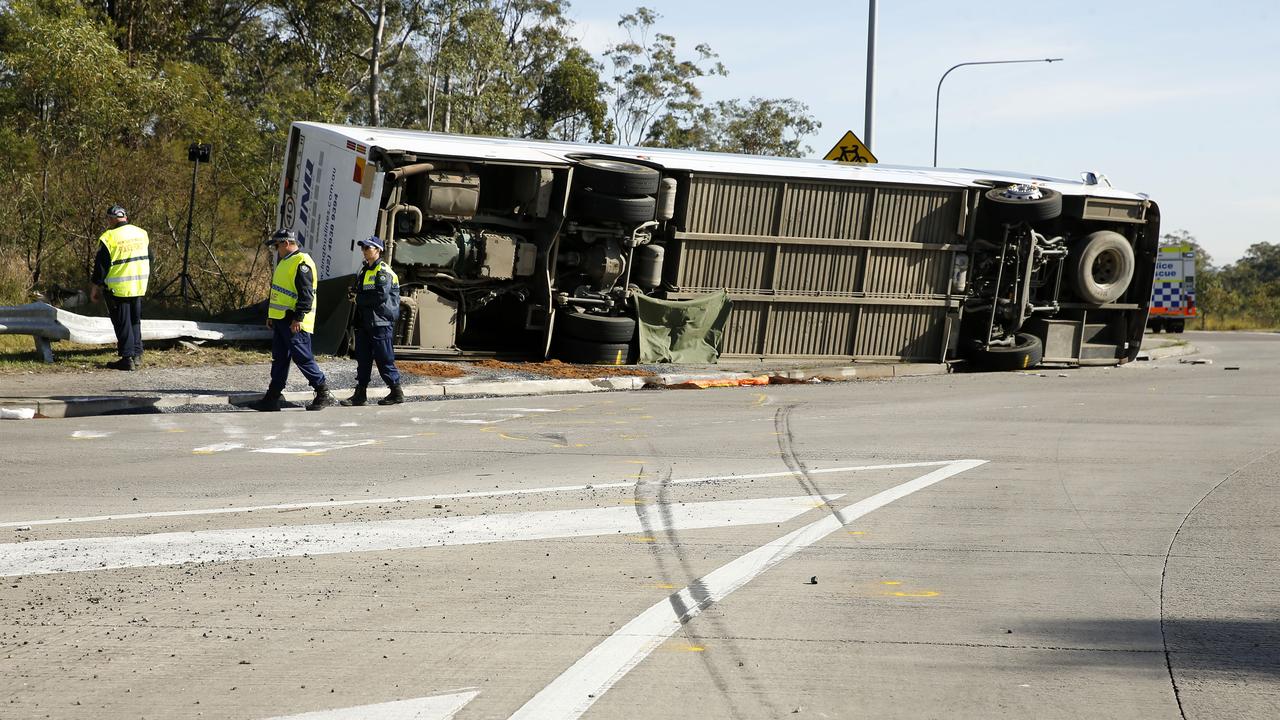 The site where a bus carrying wedding guests crashed, killing 10