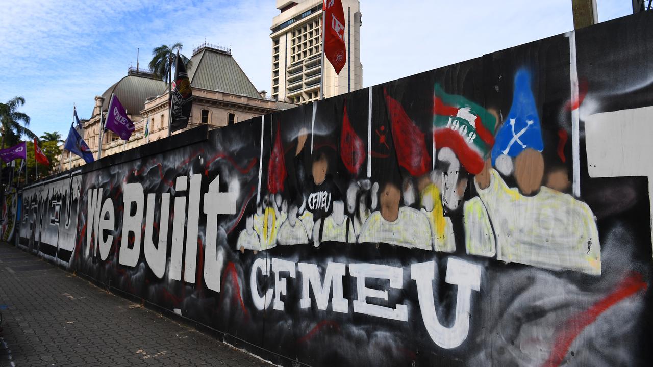 Signs with CFMEU logo (file image)
