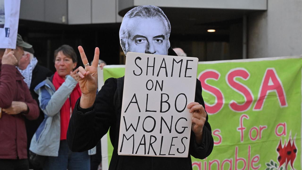 Protest at the ALP national convention in Adelaide