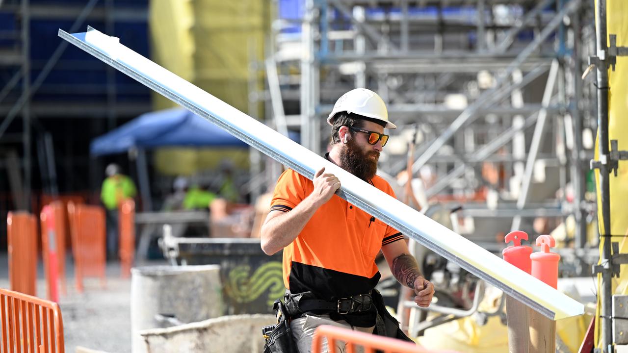 A worker at a new housing building development in Brisbane (file)