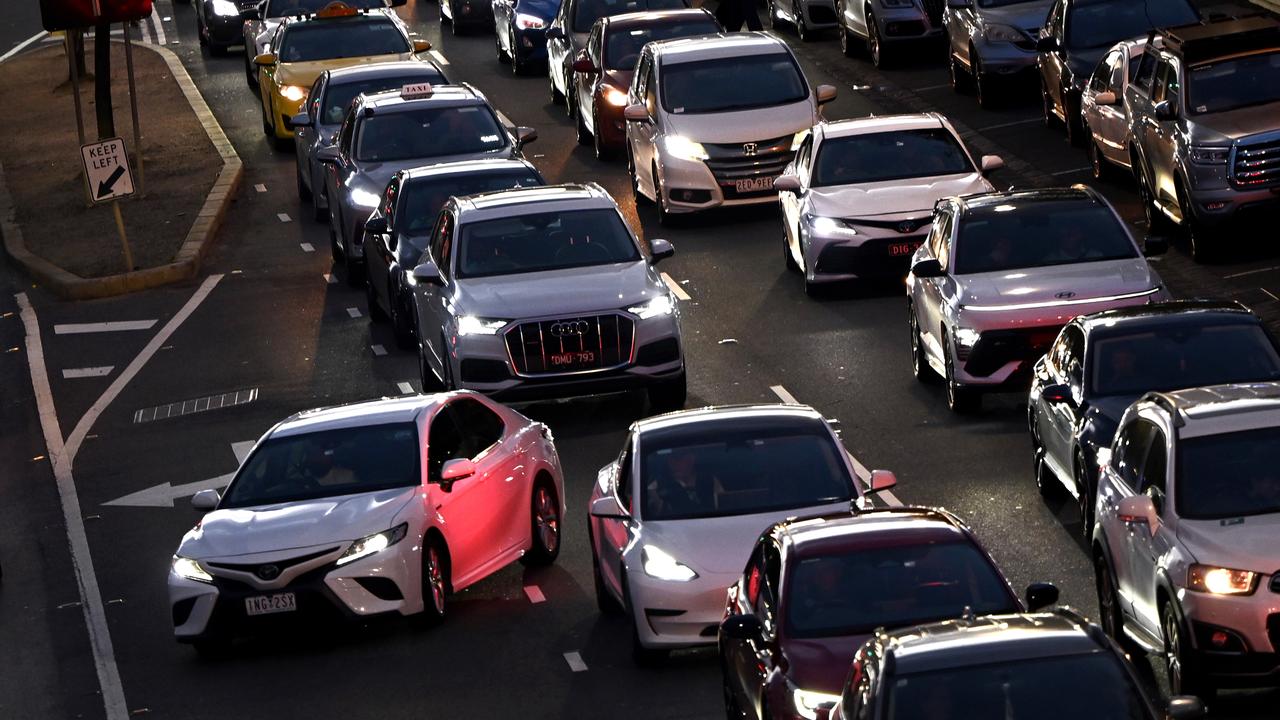 Traffic seen on Olympic Boulevard in Melbourne