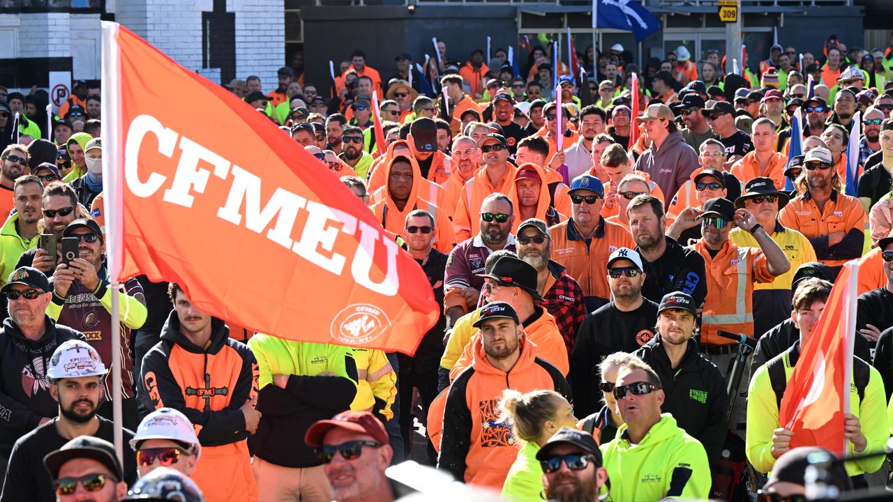 CFMEU workers at a rally