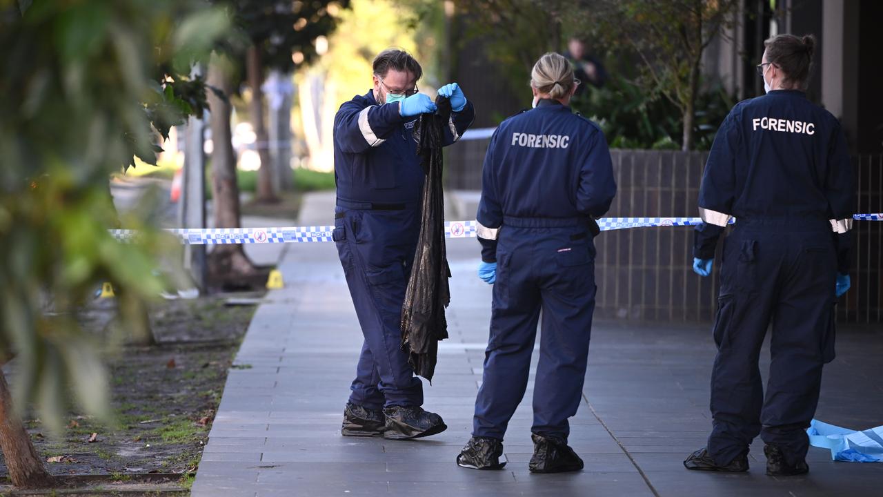 Forensic Police at the scene of the fatal shooting