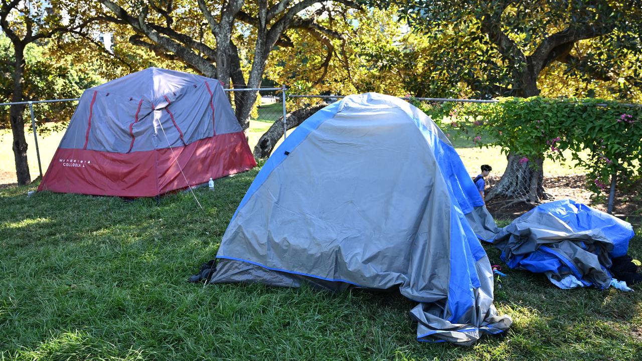 A homeless encampment in Musgrave Park in Brisbane