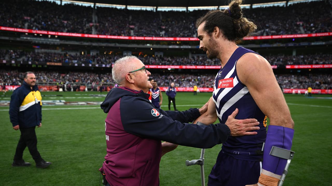 Chris Fagan consoled injured Fremantle captain Alex Pearce