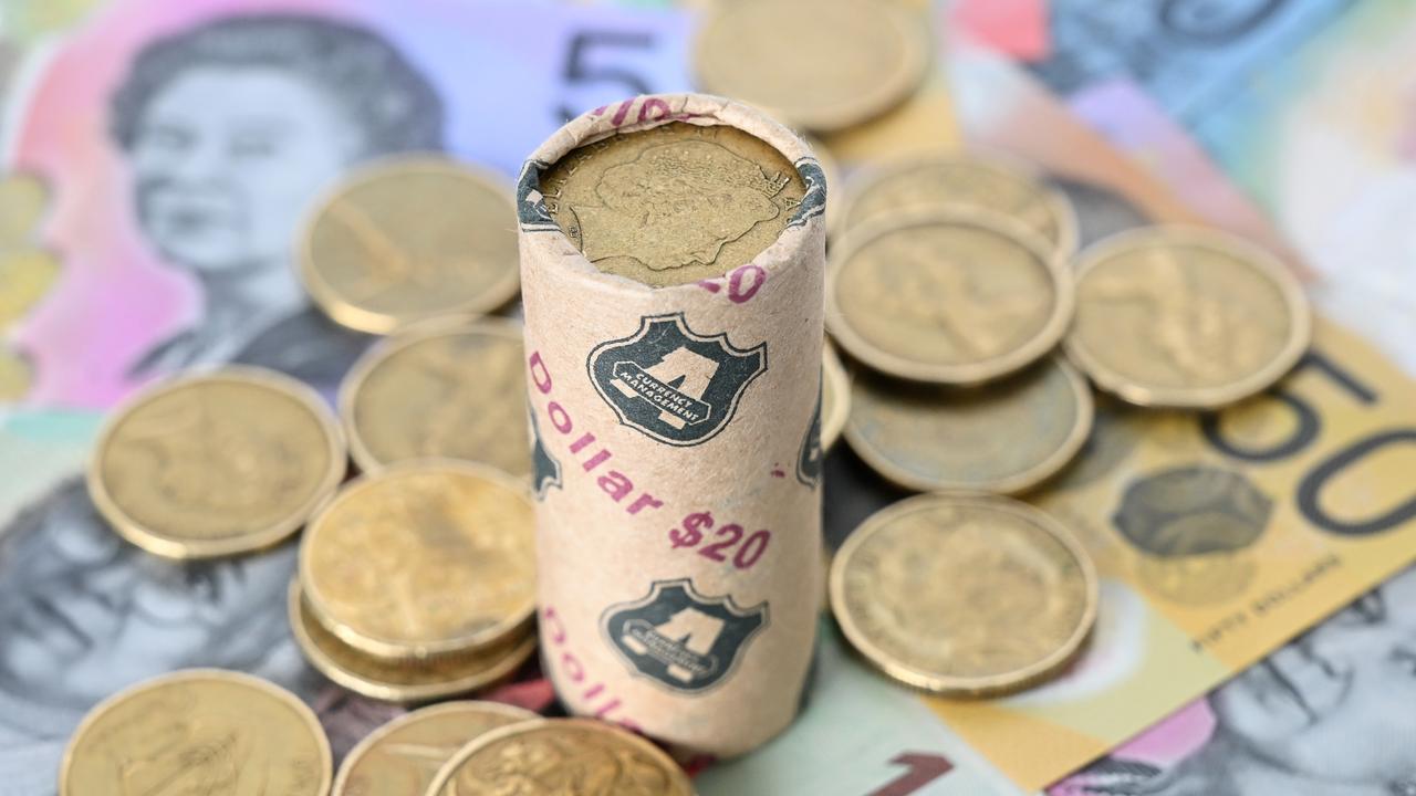 a roll of Australian dollar coins