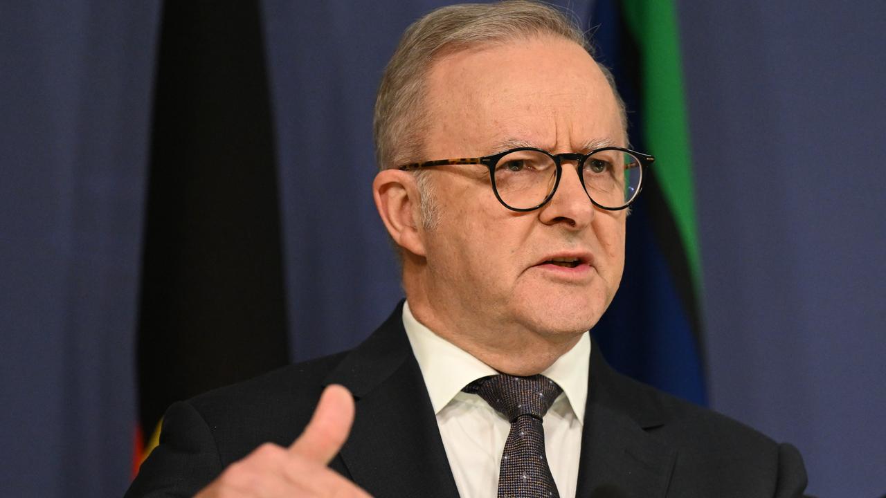 Prime Minister Anthony Albanese addresses the media