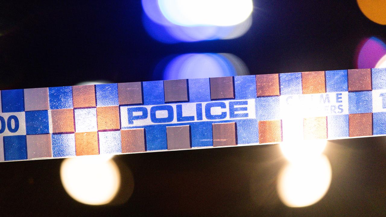 police tape at night