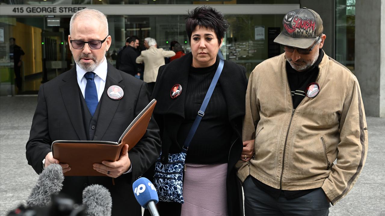 Damien Simonfi (left) read out the family statement