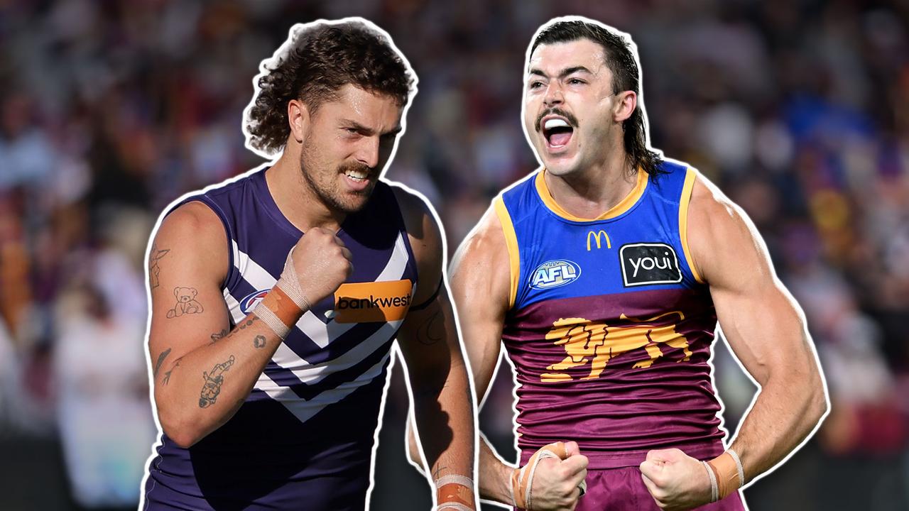 Fremantle's Luke Jackson and Brisbane's Sam Draper.