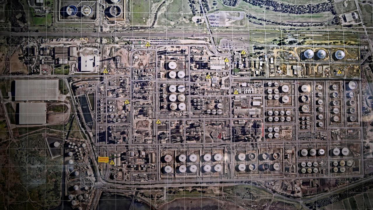 A map of the Viva Energy Refinery in Corio