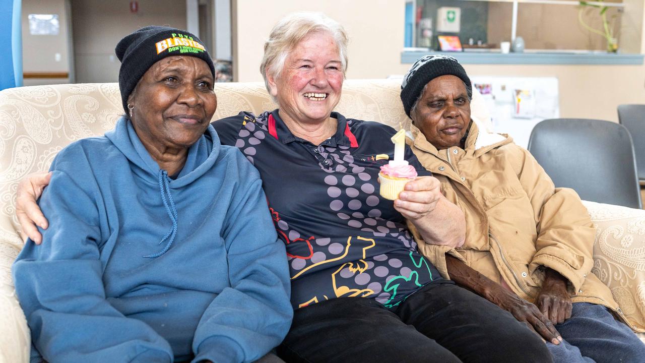 Diane O'Toole and Nara Tjama and village manager Ingrid Coad (centre)