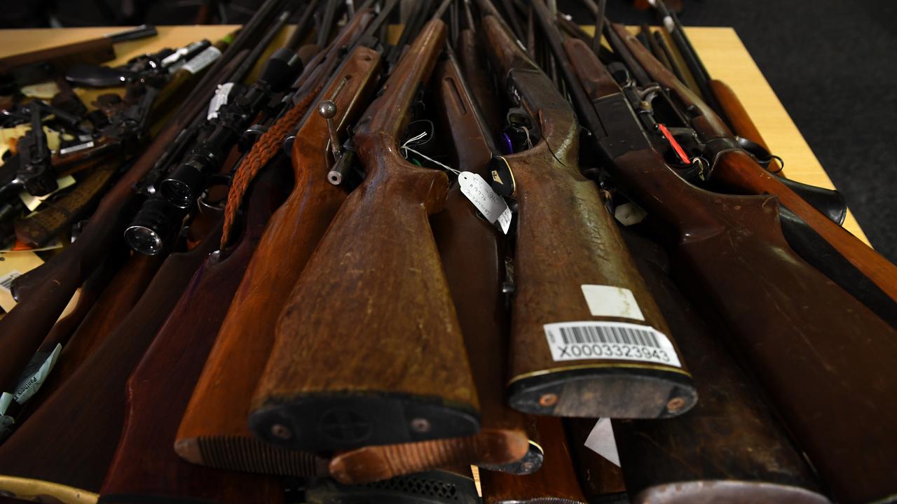TRable full of rifles