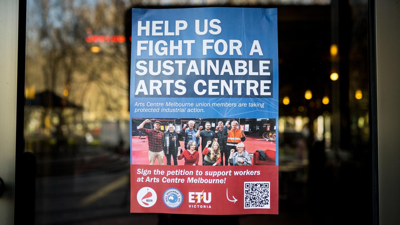 Strike ad at the Melbourne Arts Centre during industrial action