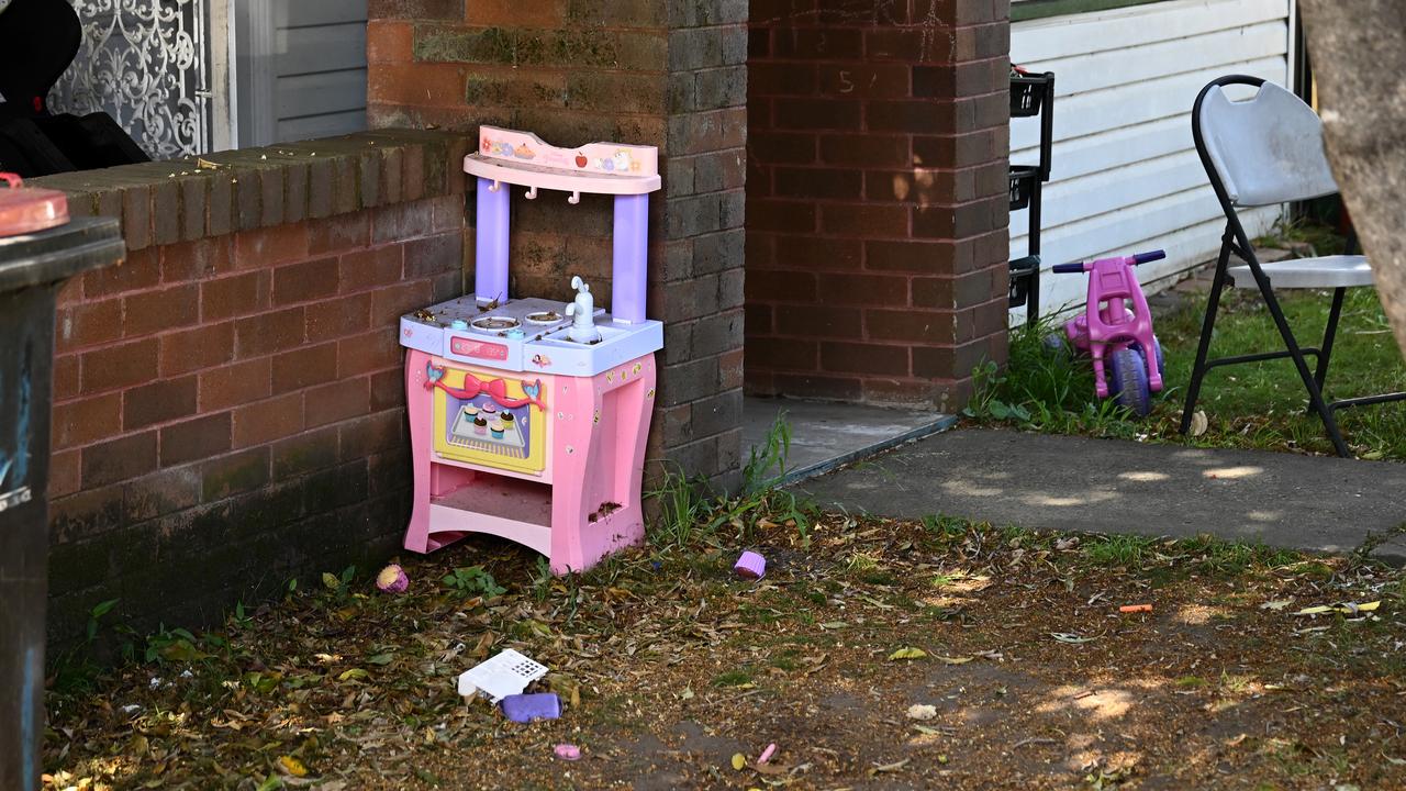toy kitchen in home front yard