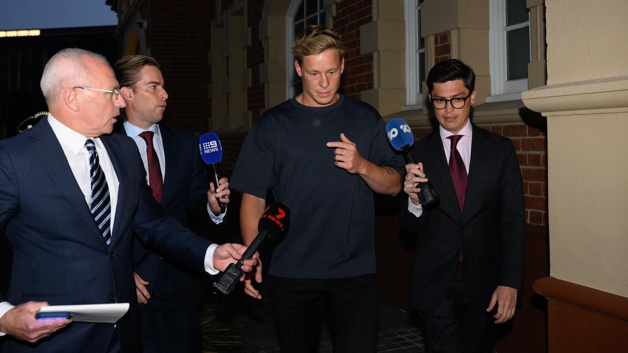 Isaac Heeney speaks to the media