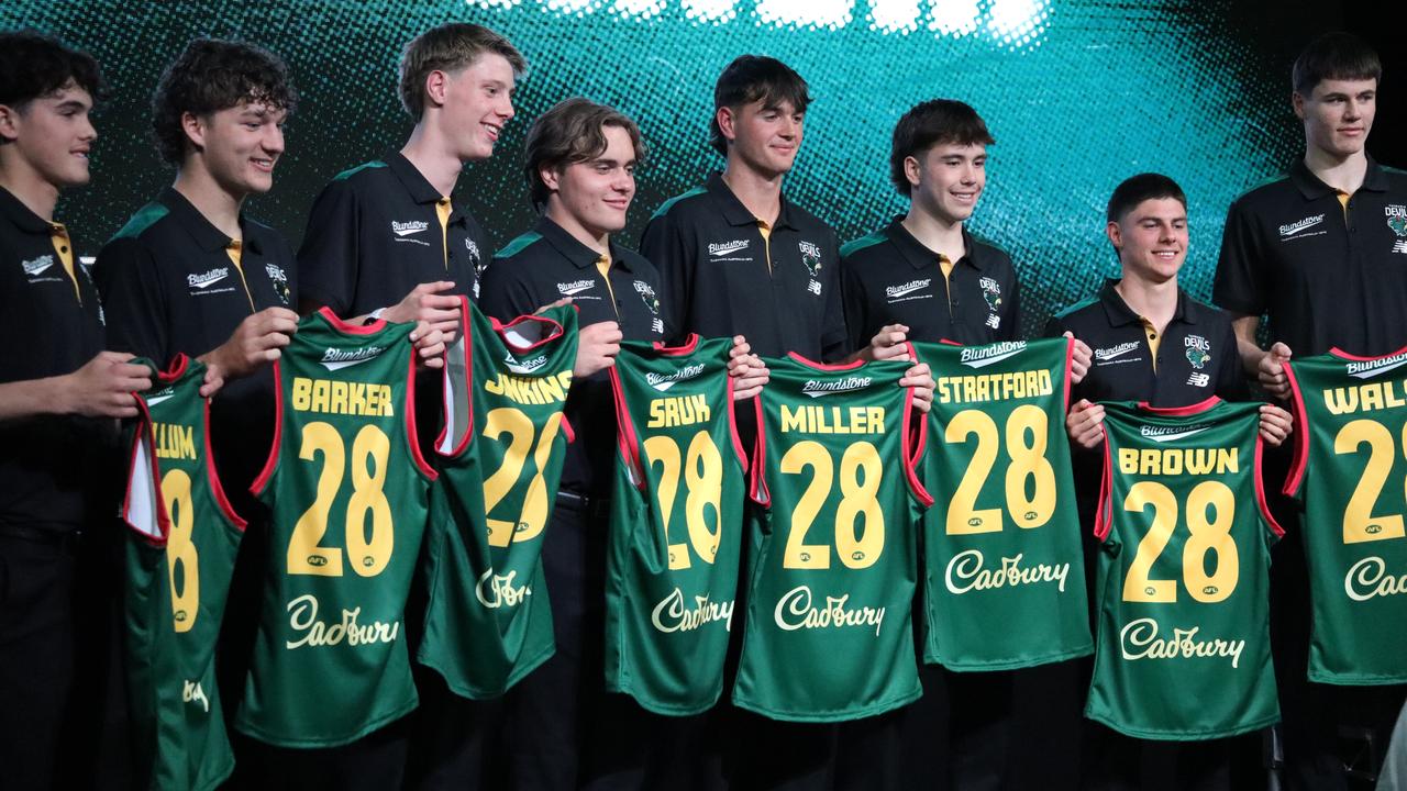 The Tasmania Devils recruits were presented with their jumpers.